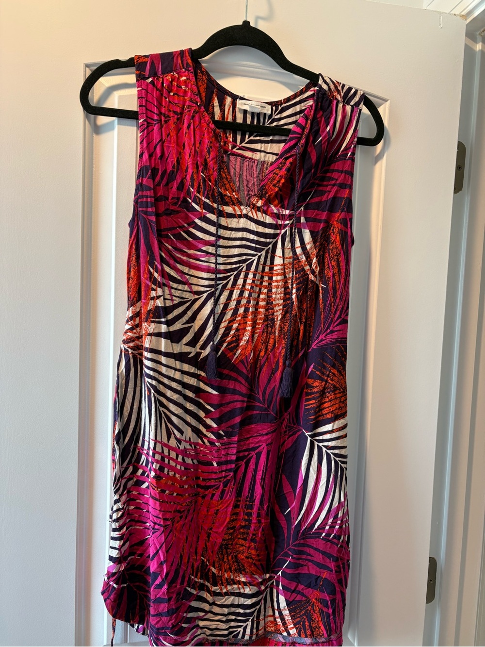 BeachLunchLounge Tropical Print Sleeveless Dress w/ Tie Size Medium Boho Casual